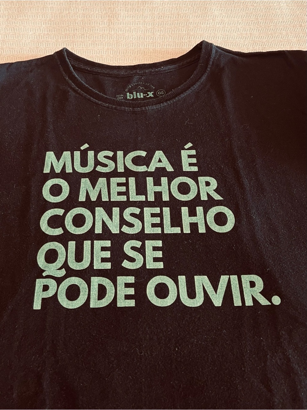 Black Short Sleeve Tee with Mint Green Text